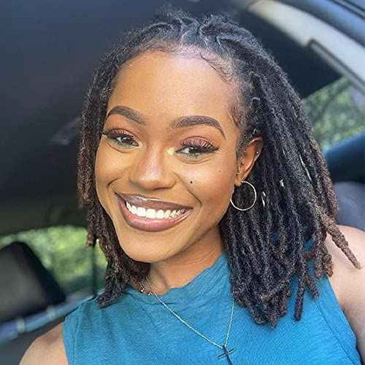 Loc Extension Human Hair 0.4cm Thickness 8 Inch 100 Strands Natural Black Full Handmade Permanent Locs Can Be Dyed and Bleached for Women Men Kids Dreadlock Extensions Real Human Hair