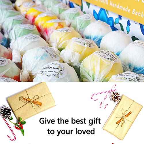 Bath Bombs Gift Set, 50 Handmade Bulk Bath Bombs for Kids, Women, Men, Wonderful Fizz Effect Bath Gift for Valentine's Day, Christmas & Any Anniversaries