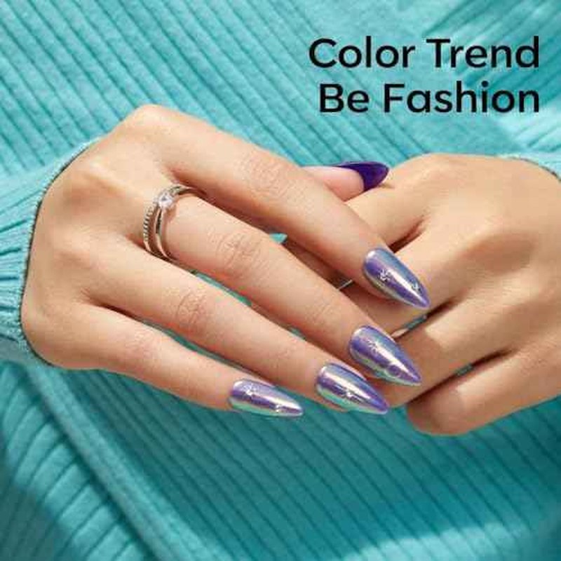 modelones Blue Gel Nail Polish, 15 ML Chameleon Purple Polish Black Holographic Blue Shimmer Glitter Polish Soak Off LED Winter Nail Art Gel DIY Salon Gift