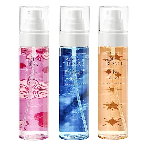 Body Spray for Women, Fragrance Mist Gift Set, Pack of 3, Each 3.4 Fl Oz, Total 10.2 Fl Oz, Cherry Blossoms, Stars, Night