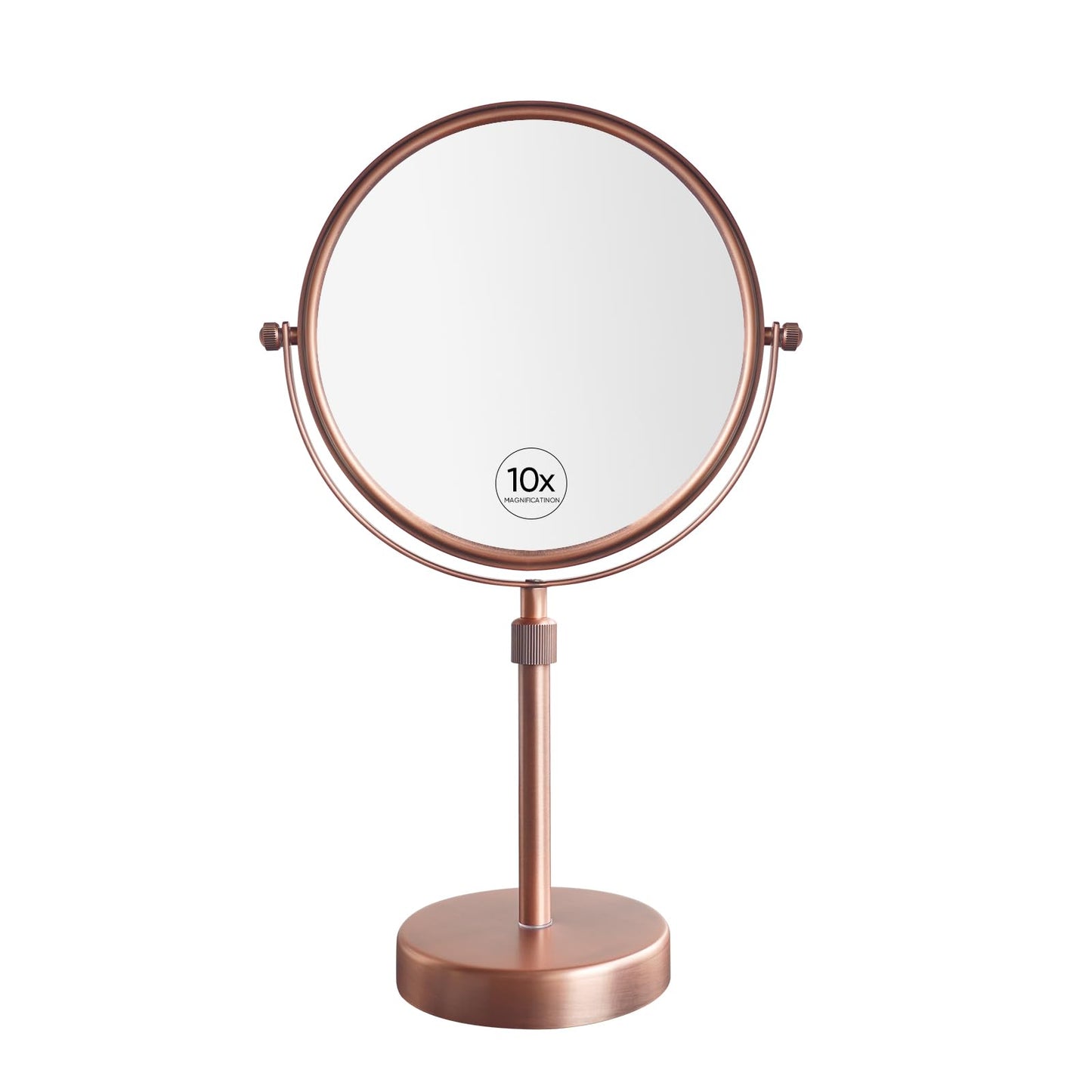 Nicesail Table Mirror 1X 10X Magnifying Mirror Double Sided, Makeup Mirror for Desk 360 Rotation 8 Inch Face Mirror, Matte Rose Gold, for Mom