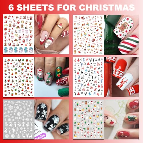 30 Sheets 8 Holiday Nail Art Stickers, Variety Pack All Season Nail Decals for All Year, Self-Adhesive Pegatinas U?as 4th of July Halloween Fall Christmas Valentine St. Patrick's