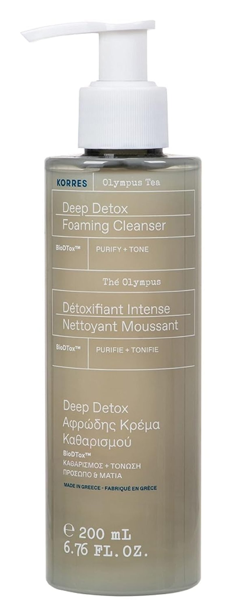 KORRES Olympus Tea Foaming Cream Cleanser, Gentle Face Wash With Organic Greek Mountain Tea, Cream-to-foam Formula For Everyday Use, Rinses Away Makeup & Residue, Leaves Skin Fresh & Soft, 6.76 Fl Oz