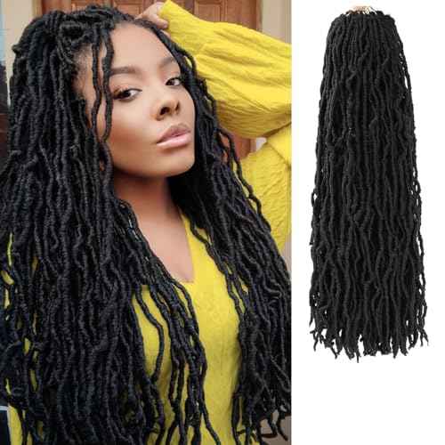 Soft Locs 24 Inch 6 Packs 108 stands Crochet Hair Faux Locs Pre-looped Super Lightweight Goddess Locs Synthetic Crochet Hair Braids For Black Women (1B, 24Inch£¨Pack of 6£©)