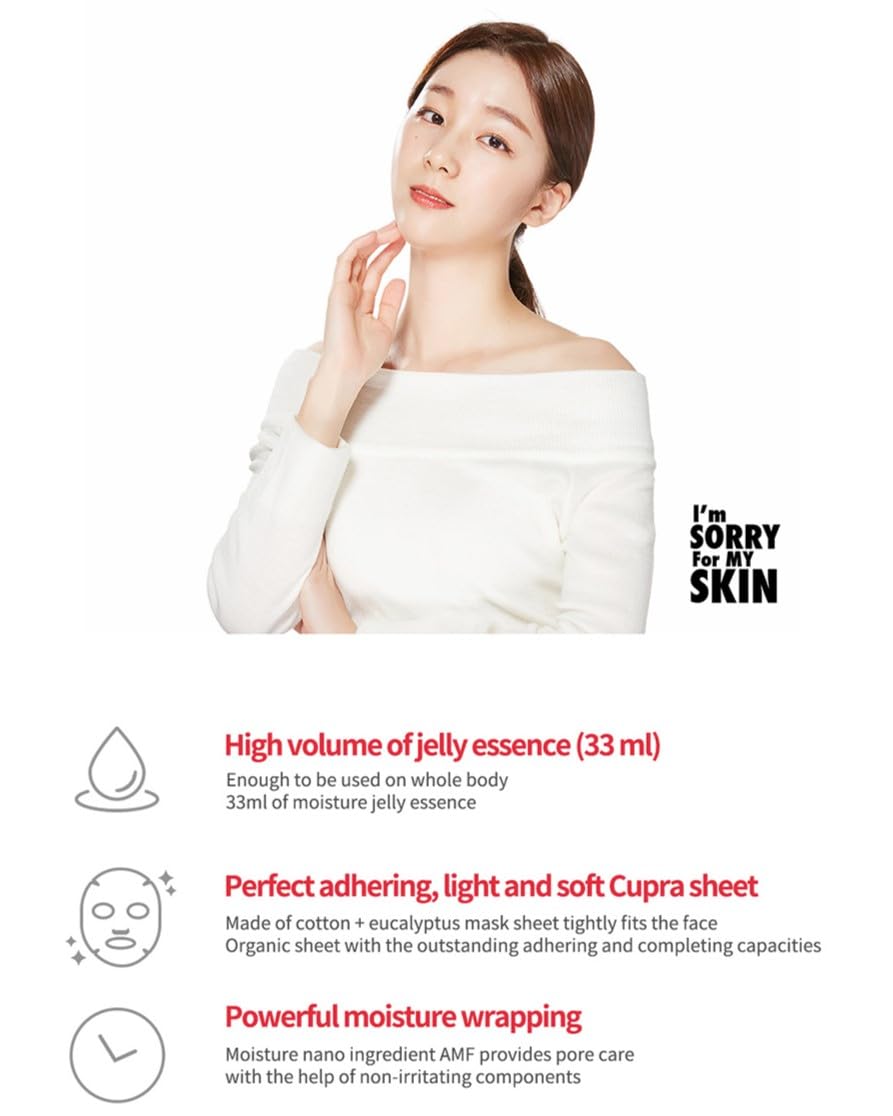 I'M SORRY FOR MY SKIN Jelly Face Mask Korean Skin Care, Fun Hydrating Sheet Masks Set, Holiday Self-Care Gifts for Women, Cute Skincare Stocking Stuffers, Pack of 10 (Dessert Pore Care Mask)