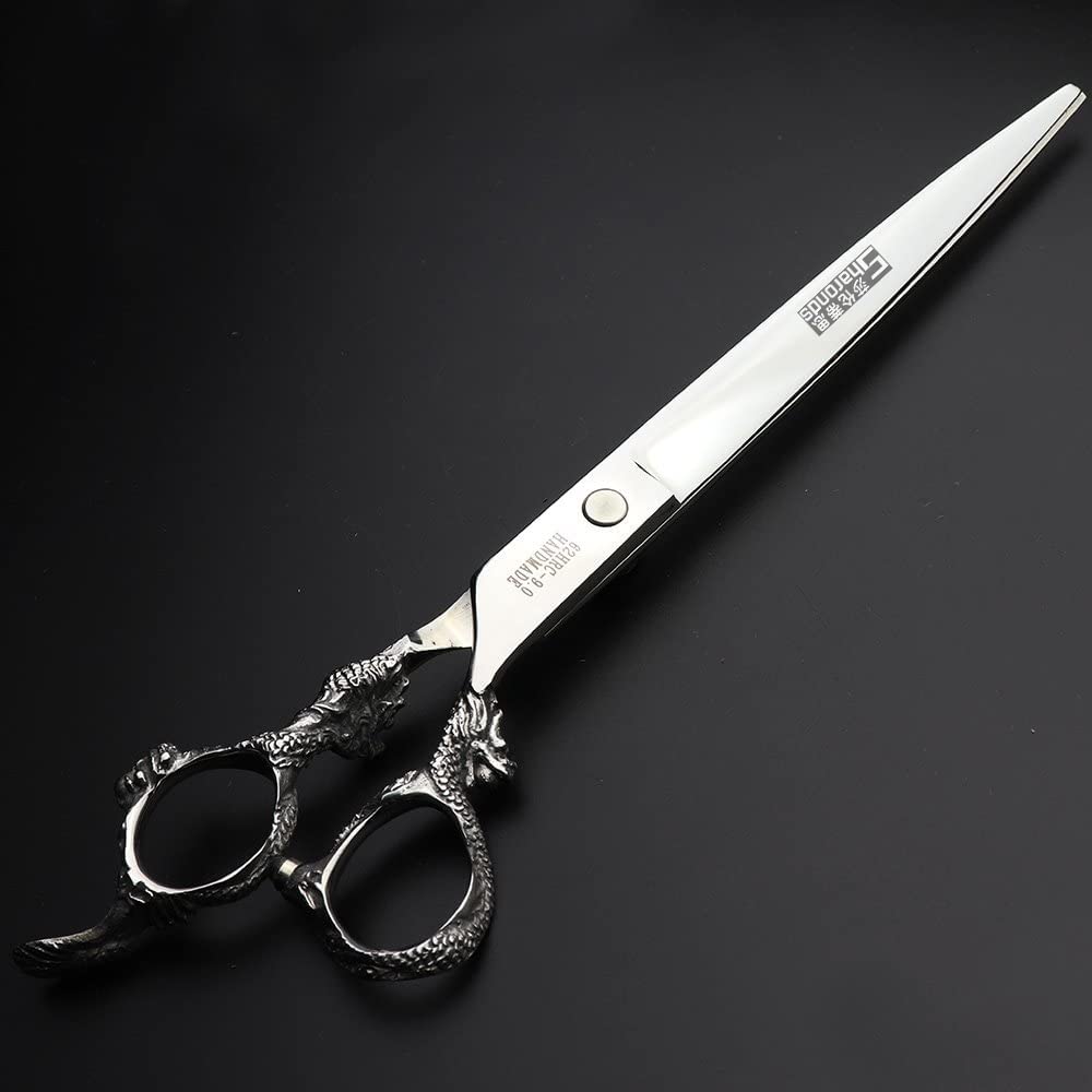 Professional Hairdressing Scissors 7/7.5/8 Inch Hairdressing Scissors Gold and Black Gold Dragon Scissors (9 Inch Flat Scissors)