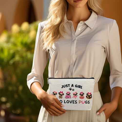 DJOLY Pug Gifts for Lovers, Birthday Decorations, Accessories for Dog Mom, Kids, Cosmetic Travel Pouch, Christmas Decor