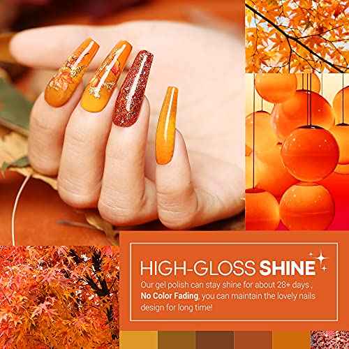 modelones 20 Colors Gel Nail Polish Kit, Fall Winter Gel Polish Set Soak Off Nail Polish Kit with Glitter, Glossy and Matte Top Base Coat DIY Manicure at Home