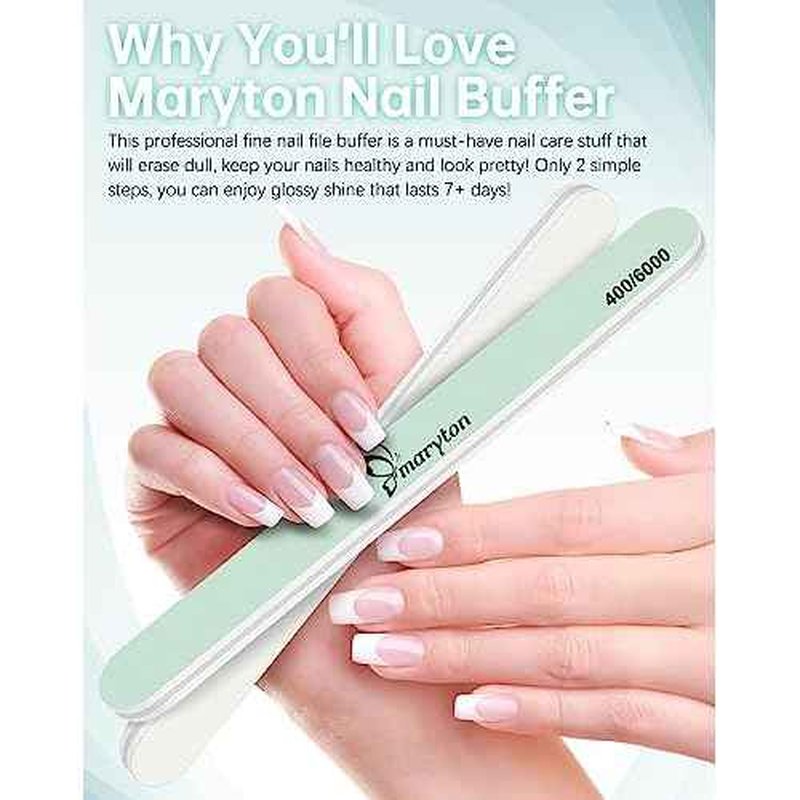 Maryton Nail Buffer and Shine Kit - 10pcs Nail Shine Buffer Blocks for Natural Nails Polisher Fingernail Buffer Buffing File 400 6000 Grit