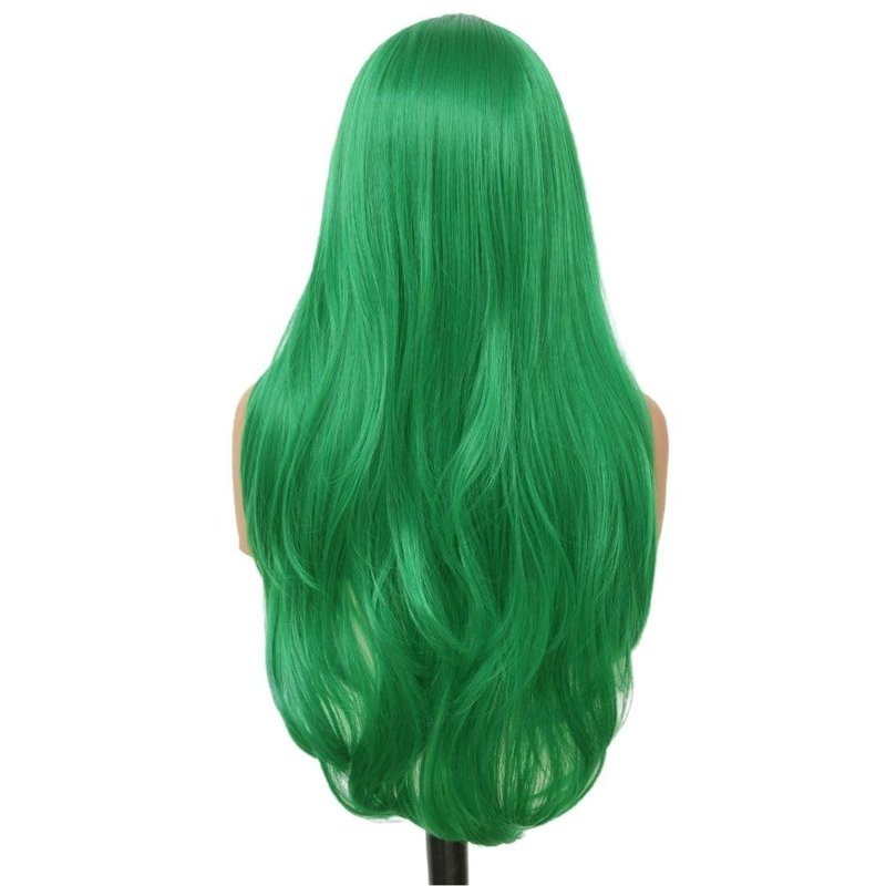 Siudus Green Lace Front Wigs for Women Long Curly Middle Part Wig Wavy Cosplay Heat Resistant Fibre Hair Wig for Halloween Costume Party Use