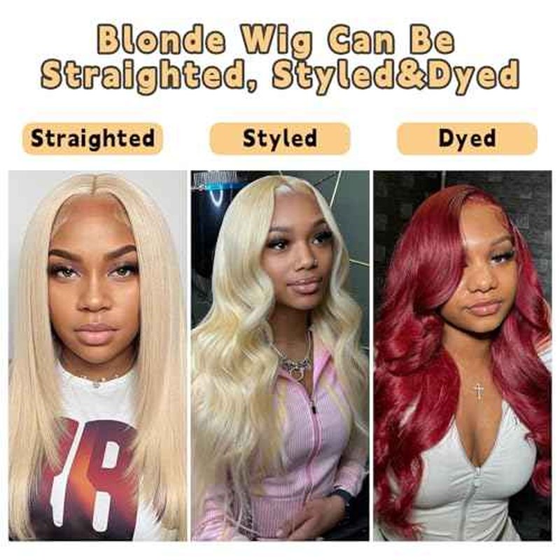 200 Density 613 Glueless Wigs Human Hair Pre Plucked Pre Cut Blonde Lace Front Wigs 4X4 Glueless Wear and Go 613 Body Wave Lace Front Wig Human Hair 613 Wig 32Inch