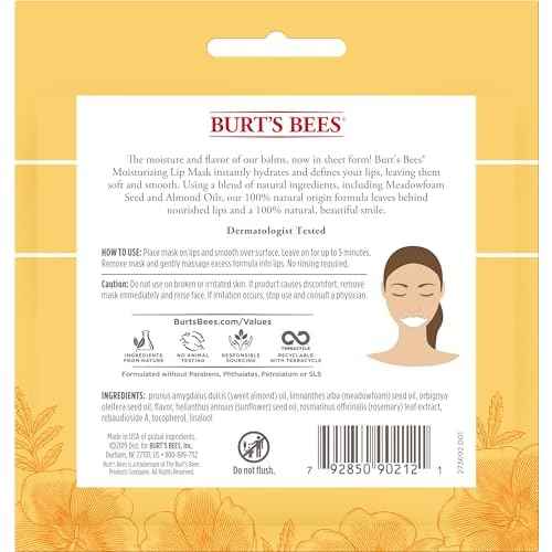 Burt's Bees 100% Natural Origin Moisturizing Lip Mask, Single Use Conditioning Lip Care , 1 Count (Package May Vary)