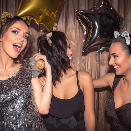 WHAVEL Leopard Cat Ears Headband Plush Cheetah Ears, Soft Furry Cat Headband Cute Halloween Headbands for Women & Girls Halloween Cosplay Party Costume Hair Accessories,6pcs