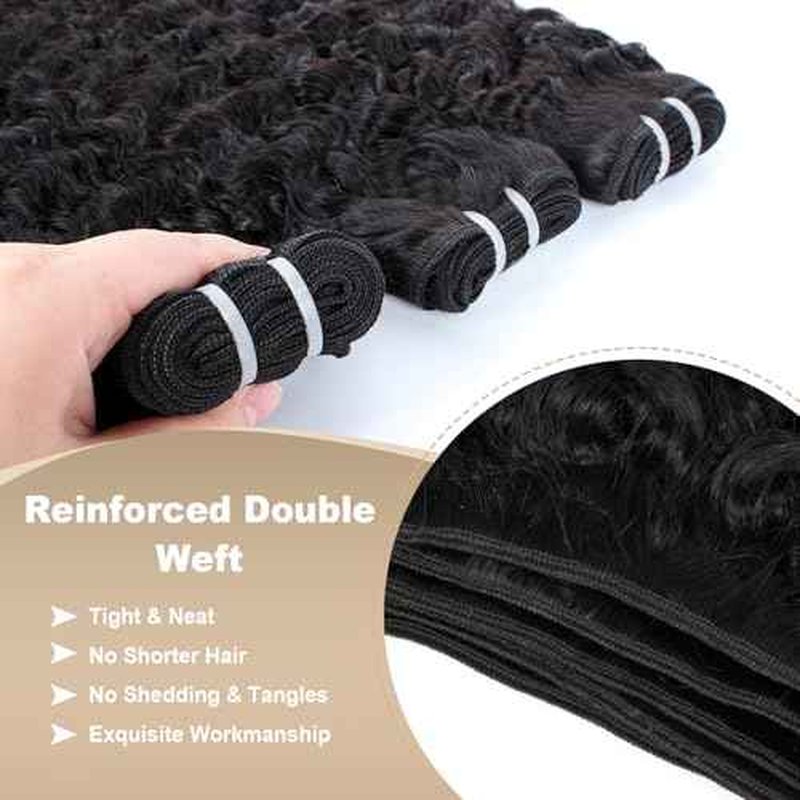 Burmese Curly Bundles Human Hair 18 20 22 Inch 12A Water Wave 3 Bundles 100% Unprocessed Quick Weave 3c4a Deep Wave Bundles with Spiral Curly End Real Human Hair Extensions Natural Black
