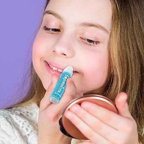 EXPRESSIONS 16pc Roller-Ball Glitter Lip Gloss Set, 8 Assorted Fruit Flavored Roll On Rollerball Lip Gloss for Kids, Safe, Non Toxic Kids Makeup Set