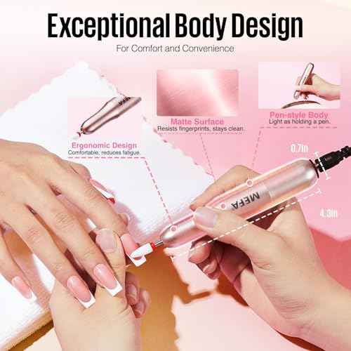 MEFA Nail Drill, Portable Electric Nail Drill with 6PCS Nail Drill Bits and Cuticle Oil Pen, Professional Nail File for Acrylic Gel Dip Powder, Manicure Pedicure Nail Set Efile Nail Drill for Salon