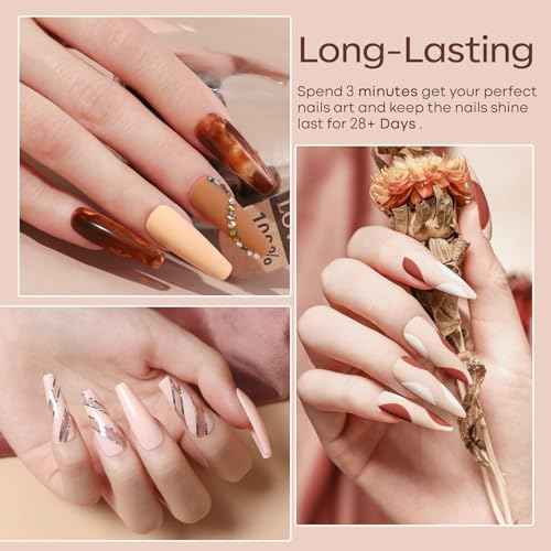 modelones Gel Nail Polish Kit -6 Colors Nude Pink Gel Polish Set Skin Tones Neutral Brown Soak Off Gel Nail Kit Manicure DIY Nail Art Salon Home Gift