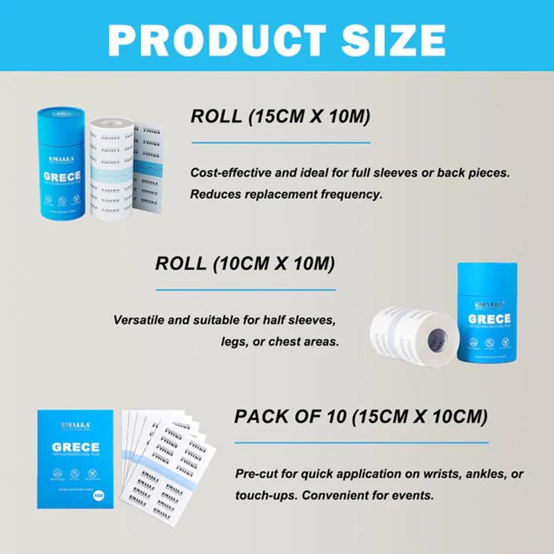 Tattoo Aftercare Bandage Roll, 6"x 11 Yard Tattoo Protection Film 0.02MM Matte Waterproof Bandage Second Skin Tape for Healing Tattoo Film Tattoo Supplies (6 in x 11 yd Roll)