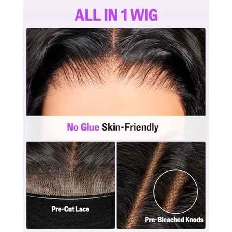 3D Water Wave Half Wig Human Hair 200% Density 3 In 1 Glueless Wigs Human Hair for Women Drawstring Wig Human Hair 100% Real Human Hair 22 Inches
