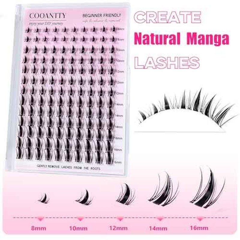 Fairy Lash Clusters Manga Eyelashes C Curl Invisible Band Eyelash Clusters Easy to Apply Wispy Anime Spiky Lashes Natural Volume Lash Extensions Reusable Individual Lashes for Soft Dramatic Look