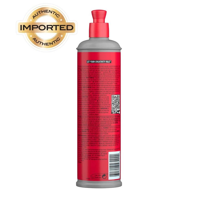TIGI Bed Head Resurrection Repair Shampoo - Restores Damaged Hair | 13.53 fl oz (Pack of 2)