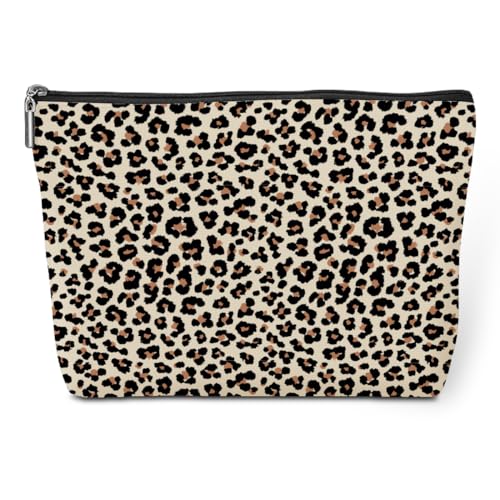 Leopard Makeup Bag Leopard Print Cheetah Print Leopard Lovers Gift Christmas Birthday Gifts for Women Jungle Animal Lovers Girl Daughter Best Friend Bestie Sister Her Cosmetic Bag Travel Toiletry Bag