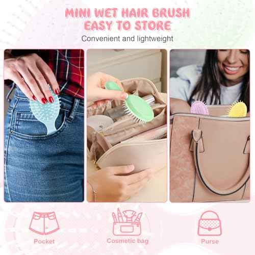 HOFASON Bridesmaid Gift Bachelorette Party Favors,16 PCS Mini Wet Hair Brush Travel for Stocking Stuffers, Teen Girls Gift, Small Hair Brush for Pockets, Women Girl Detangling Travel Mini Brush