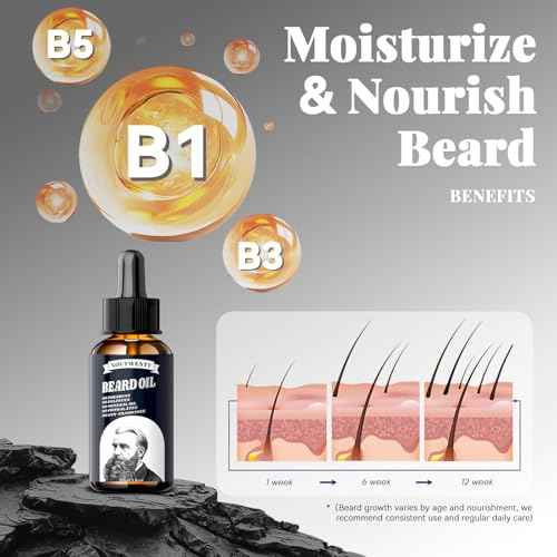 Beard Growth Kit - Mobiuty Men's Beard Care Kit with Natural Ingredients, Includes Beard Wash, Beard Oil, Beard Conditioner, Beard Balm and Beard Comb, Gift Set for Boyfriend Husband Fathers