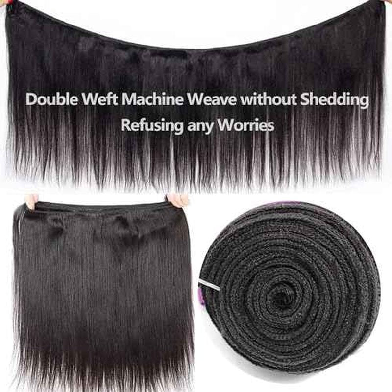 12A Human Hair Bundles 24 26 28 Inch Straight Bundles Human Hair 100% Unprocessed Brazilian Virgin Weave 3 Bundles Deals Thick & Tangle Free¡¦
