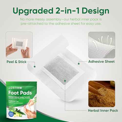 Natural Cleansing Foot Pads - Premium Foot Care - Relieves Stress and Fatigue - Improves Sleep and Supports Body Cleansing - 30 Pads