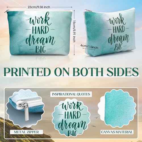 40 Pcs Employee Appreciation Gifts Inspirational Canvas Makeup Bags Compact Mirrors Bulk Cosmetic Bags Portable Mirror Thank You Gifts for Women Christmas Nurse Practitioner (Motivation)