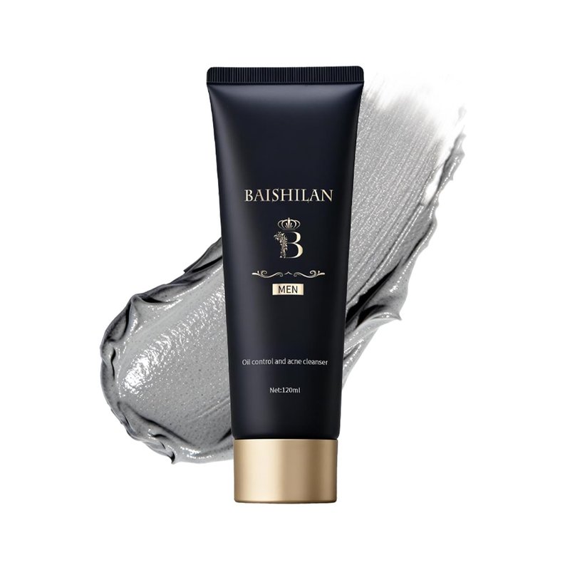baishilan Men's Oil Control Face Wash, Deep Cleansing Pores & Acne Amino Acid Facial Cleanser, Gentle Moisturizing Non-Tightening Daily Skincare for Men, Suitable for Oily & Sensitive Skin 4.23 Fl Oz