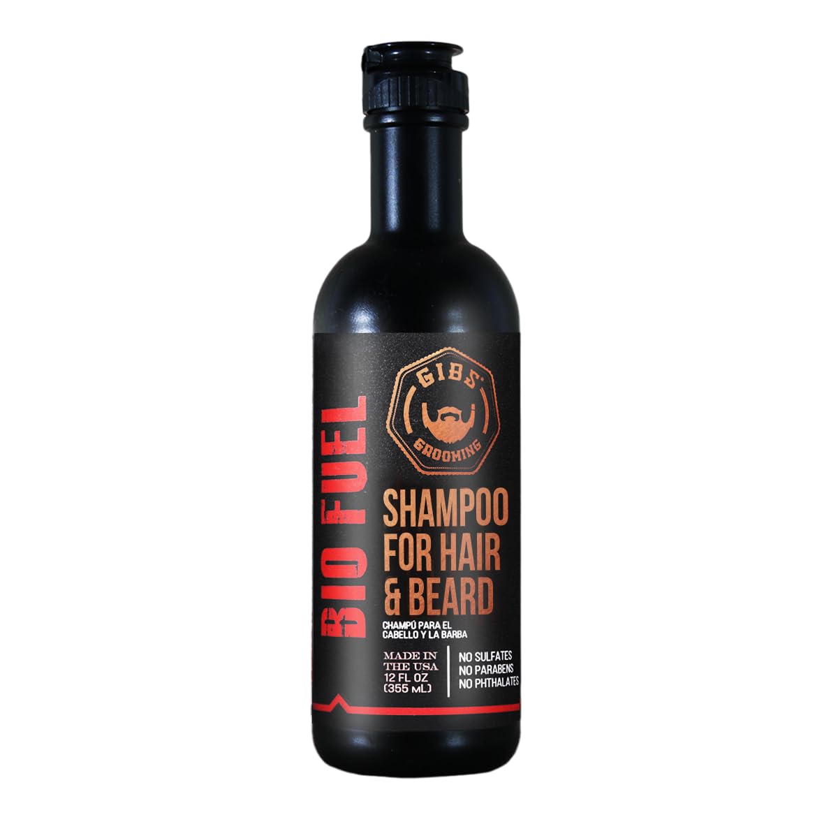 GIBS Bio Fuel Shampoo for Hair & Beard, Moisturizing & Nourishing, 12 fl oz