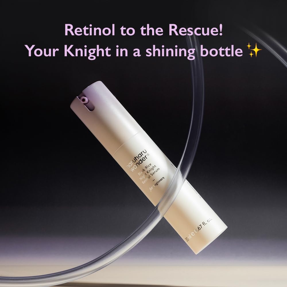 haruharu wonder Black Rice Night Knight Retinol Serum, Refining & Smoothing, Firms Skin, Reduces Fine Lines, Hydrating Formula, 0.67 fl.oz