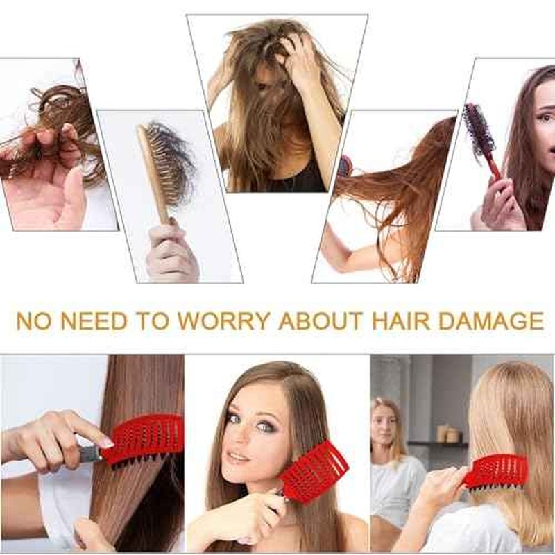 Voremy Magical Brush Detangler, Ultra Detangling Brush, For Wet Or Dry Detangling HairBrush For Men, Women And Kids, Fast Drying Styling Massage curved Hairbrush (Rainbow-A)