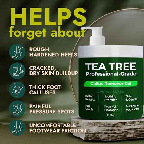14 Oz Callus Remover Gel+ 3 Free Pumice Stones| Callus Remover For Feet | Tea Tree Professional Grade Foot Exfoliant for Cracked Heels & Dry Feet | Instant Results & Soothing Hydration