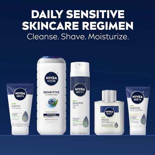 NIVEA MEN Sensitive Skin Care Set for Men, Face Wash, 5 Fl Oz + Body Wash, 16.9 Fl Oz + Shave Gel, 7 Oz + Soothing Post Shave Balm, 3.3 Fl Oz + Face Lotion SPF 15, 2.5 Fl Oz