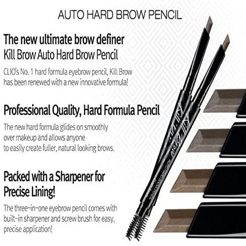 CLIO Kill Brow Auto Hard Eyebrow Pencil - Dual-End, Long-Lasting, Waterproof | Natural Brown (#01)