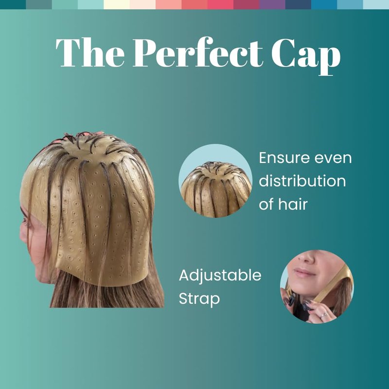 DOMPEL Silicone Highlight Hair Cap | Reusable Professional Silicone Cap | Special for Hair Dyeing Model Romana (GOLD)