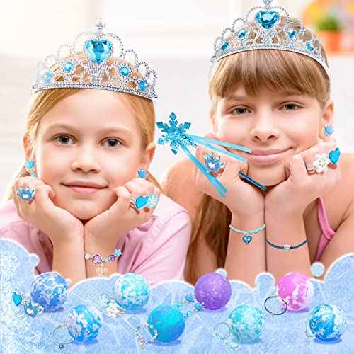 Kids Bath Bombs for Girls with Surprise Toys Inside, 8 Pack Natural Bath Bombs Handmade Spa Bath Fizzies with Jewelry Set Birthday Christmas Gift