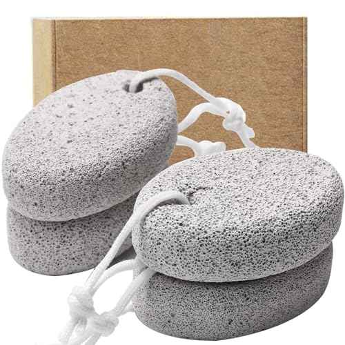 4-Pack Natural Pumice Stone for Feet, Borogo Lava Pedicure Tools Hard Skin Callus Remover for Feet and Hands - Natural Foot File Exfoliation to Remove Dead Skin, Heels, Elbows, Hands