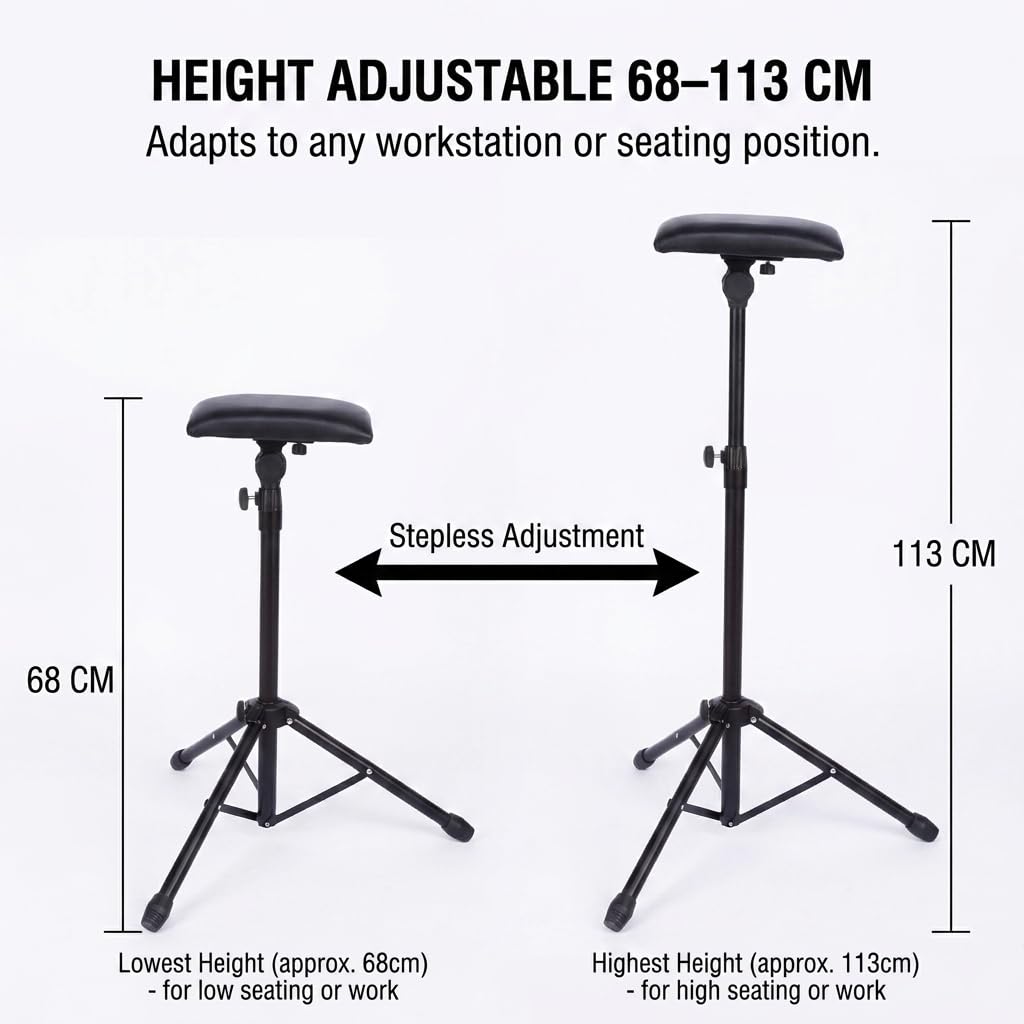 Armrest, Height Adjustable Tripod Arm Stand Foldable Foam Pad Arm Bar Leg Rest Studio Stand Workstation with PU Leather Pad for Studio Salon Supplies Tool