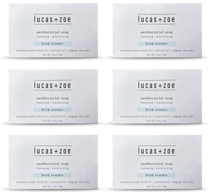 lucas + zoe Fresh Essence Antiseptic Bar Soap - Natural, Moisturizing, Sea Salt Soap Bar - 6 Pack, 4 oz