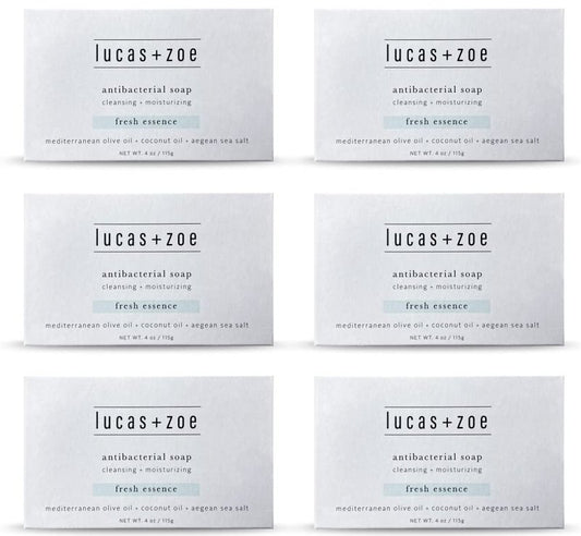lucas + zoe Fresh Essence Antiseptic Bar Soap - Natural, Moisturizing, Sea Salt Soap Bar - 6 Pack, 4 oz