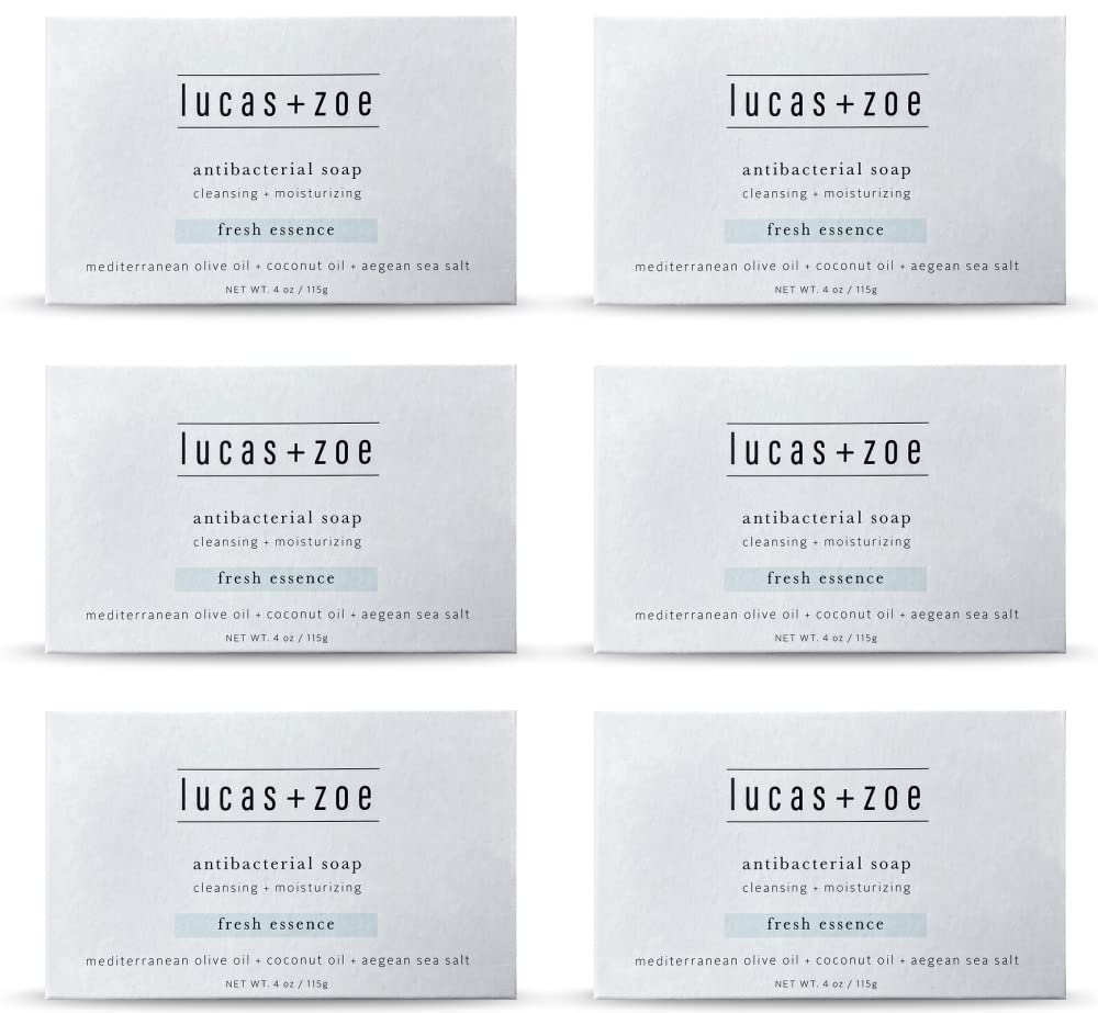 lucas + zoe Fresh Essence Antiseptic Bar Soap - Natural, Moisturizing, Sea Salt Soap Bar - 6 Pack, 4 oz