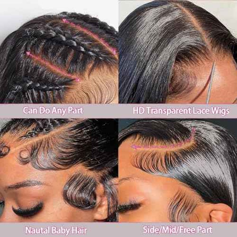 30 Inch 13x6 Lace Front Wigs Human Hair 200 Density Straight HD Lace Front Wigs Pre Plucked Straight Glueless Human Hair 13x6 HD Frontal Human Hair Wig for Women