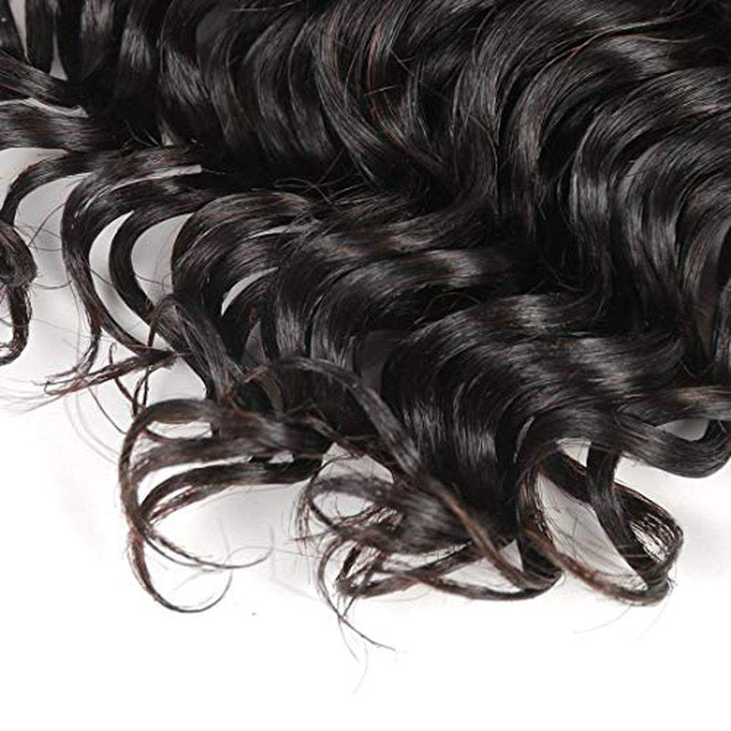 Brazilian Body Wave/Water Wave/Deep Wave/Funmi/Human Hair Bundles Unprocessed Human Hair Natural Black(Deep Wave, 14" 4 Bundles)