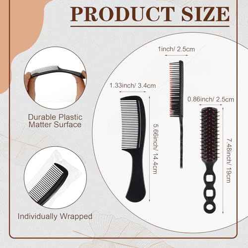 24 Pcs Hair Brush Combs Set Bulk Hairbrushes for Homeless Individually Wrapped Combs for Women Hotel Travel Nursing Charity Christmas(Black)