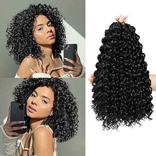 Gogo Curl Short Curly Crochet Hair - 12 Inch, 8 Packs for Black Women - Beach Curl, Deep Wave, Water Wave Braids - Synthetic Hair Extensions (12 Inch, 8 Packs, 1B)