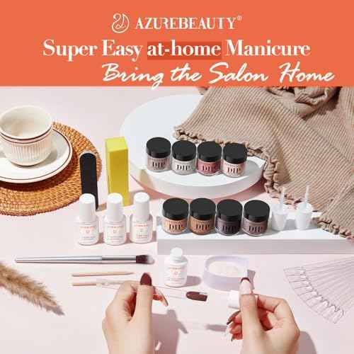 AZUREBEAUTY Dip Nails Powder Starter Kit, Maple Grey Sage Green Dark 8 Colors Set with Nail Sticks, Fall Nail Art Base Glossy/Matte Top Coat Activator Essential Liquid Manicure DIY Salon 30 PCS